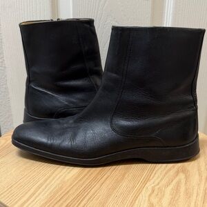 Cole Haan Black Leather Zip Ankle Boots